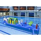 Colorful Double Dolphin 12m Aqua Run Inflatables , Blow Up Water Islands For Pool