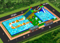Custom Inflatable Water Amusement Park Pool Combined With Slide