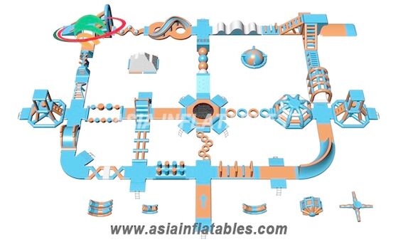 آبی آبی و نارنجی 50 40 40 میلی متری پارک آبی شناور Aqua Park مخصوص پارک کابل